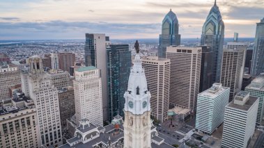 Philadelphia City Hall with center city skyline in background