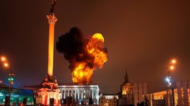Explosions in Kyiv, Ukraine, on Feb. 24, 2022