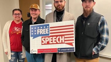 Members of Drake University's chapter of Turning Point USA.
