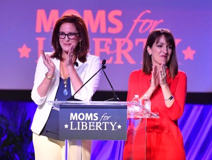 Moms for Liberty co-founders Tiffany Justice (left) and Tina Descovich (right)
