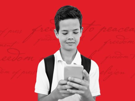 Adolescent child using a mobile device