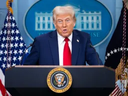 President Donald Trump speaks at a White House press briefing