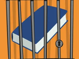 Illustration of a book symbolically locked in a cage