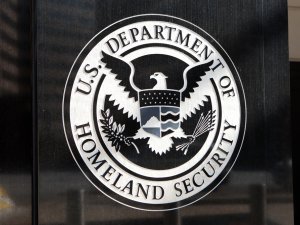 Department of Homeland Security Seal located outside the US Immigration and Customs Enforcement Headquarters in Washington