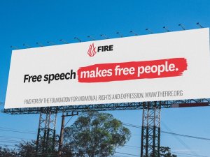 FIRE Billboard saying "Free Speech Makes Free People."