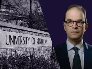 University of Kentucky sign and Ramsi Woodcock