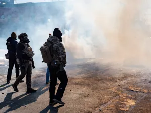 ICE and Border Patrol agents on Nicollet Avenue on Jan. 24, 2026, following the shooting death of Minneapolis resident Alex Pretti.