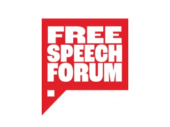Speech bubble containing the words "Free Speech Forum"
