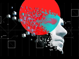 Abstract 3D illustration of digital human face