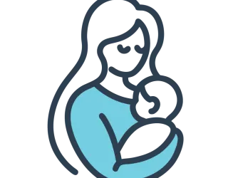 Illustration of mother holding an infant