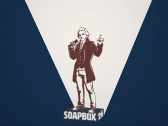 Illustration of Alexander Hamilton standing on a soapbox