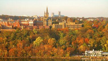 Georgetown University campus at fall with the leaves turning