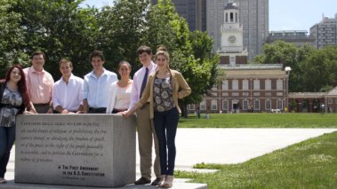 FIRE interns in front of Independence Hall