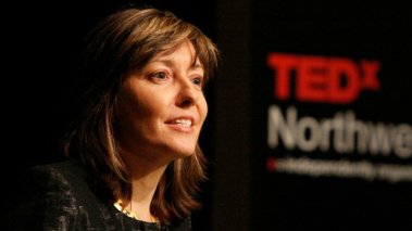 Alice Dreger speking at a TEDx event.