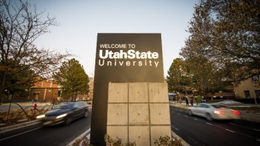 Utah State entrance sign