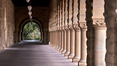 Pillars casting shadows at Stanford University