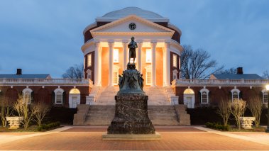 University of Virginia Thomas Jefferson statue at night