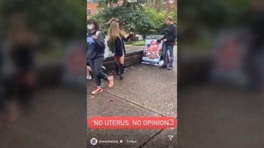 Screenshot of video of students mocking pro-life demonstrator at University of Kentucky. (TikTok)