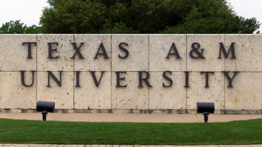 Entrance to Texas A&M University in College Station, Texas on April 3rd, 2015. Texas A&M University is a public research university located in College Station, Texas.