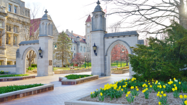 The Sample Gates at the entrance of the college campus of Indiana University Bloomington (IU).