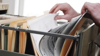 Paperwork in a filing cabinet