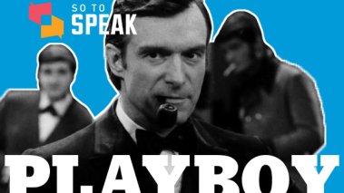Young Hugh Hefner graphic for So to Speak podcast