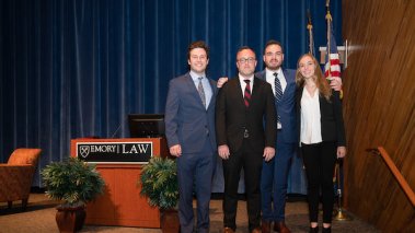 Emory Free Speech Forum founding members (from left to right) President Michael Reed-Price, Treasurer Cory Conly, Vice President for Engagement Kameron St Clare, and Vice President for Social Discourse MacKinnon Westraad.