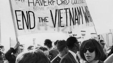 Haverford students participate in a protest against the war in Vietnam