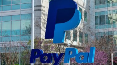 PayPal logo sign in from of headquarters