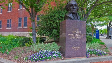 Statue of George Washington on the campus of George Washington University