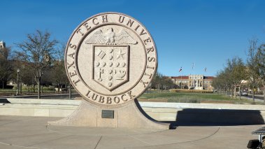 Stone nameplate on Texas Tech campus
