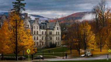 Morgan Hall in the fall at Williams College