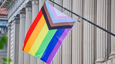 Pride flag flown on government building