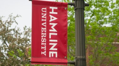 Campus banner at Hamline University