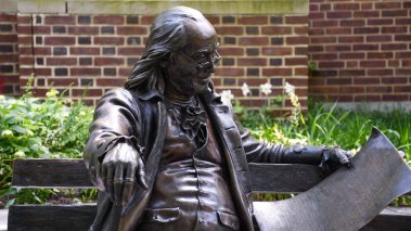 Benjamin Franklin statue on Locust Walk at the University of Pennsylvania 