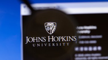 "Johns Hopkins" text on computer screen