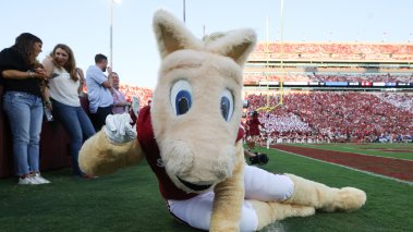Oklahoma Sooners mascot during the game against the Southern Methodist Mustangs at Gaylord Family-Oklahoma Memorial Stadium