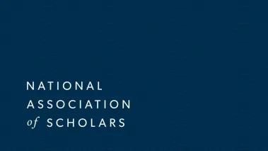 Solid navy blue background with "National Association of Scholars" in white letters
