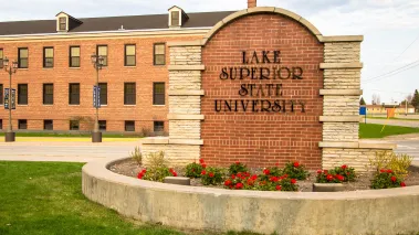 Exterior of a building on the campus of Lake Superior State University