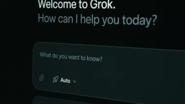 Grok AI chatbot logo seen on smartphone screen 