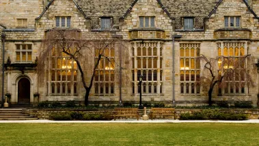 Yale University campus at evening in New Haven Connecticut