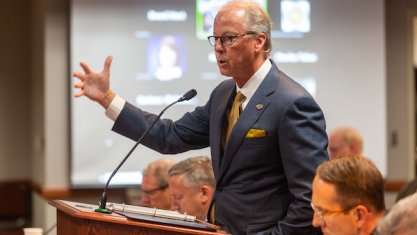 Emporia State University President Ken Hush defends plans to restructure operations