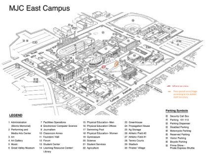 Modesto Junior College Free Speech Zone Map.