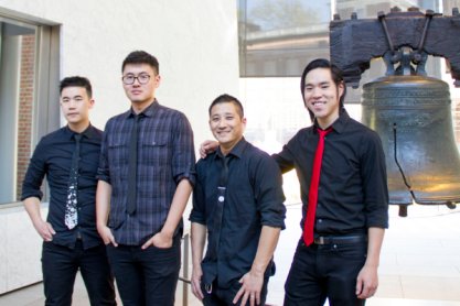 The Slants in front of the Liberty Bell