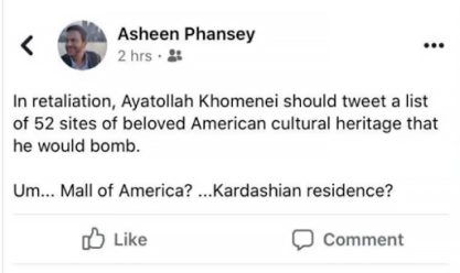 Asheen Phansey facebook post