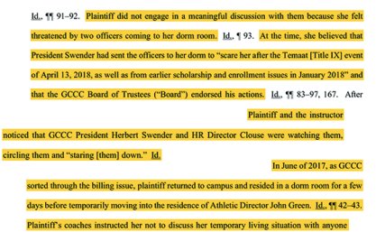 Excerpts from a lawsuit involving a student athlete and Garden City Community College.