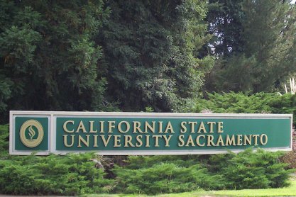 North entrance of Sacramento State University.