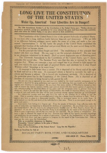 Leaflet from Schenck v. U.S. (1919)