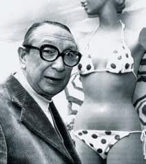 Louis Réard, seen here in 1974, invented the modern bikini in 1946, naming it for the Pacific island where the United States tested atomic bombs.