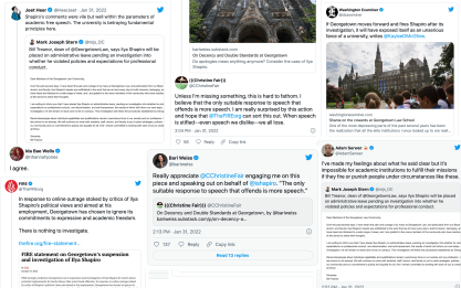Tweets supporting Georgetown Law lecturer Ilya Shapiro